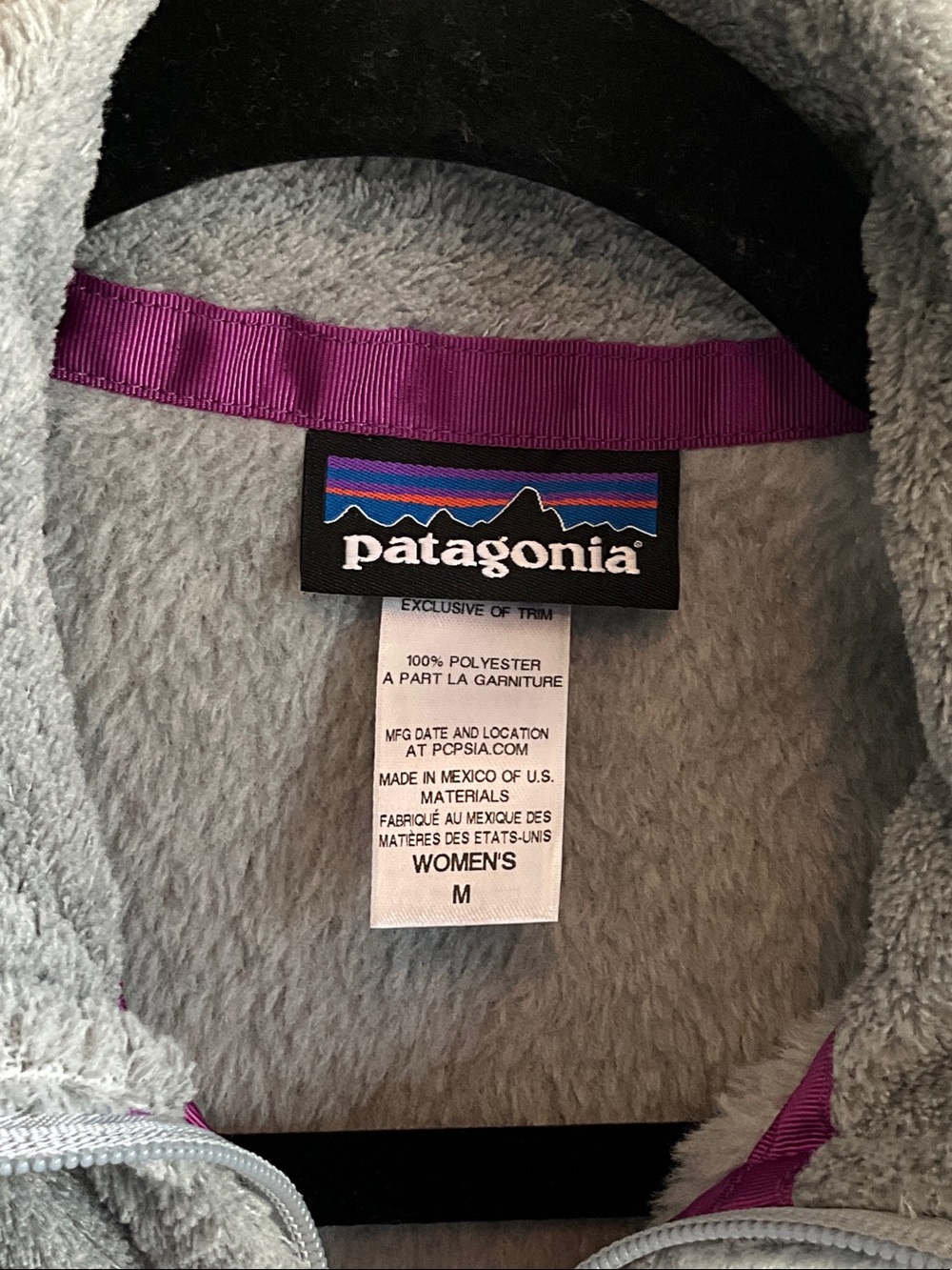 Patagonia Light Gray Fleece Vest with Purple Trim - Picture 2 of 5